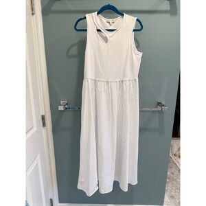 Autograph White Sleeveless Maxi Dress Cutout Neckline Casual Elegant UK 16 US 14